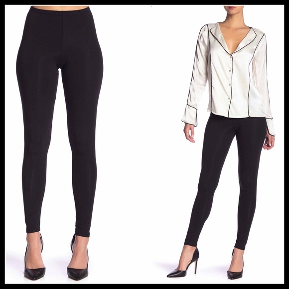 BASIC BLACK LEGGINGS EVERYDAY SKINNY KNIT PANT A3C - Picture 7 of 7